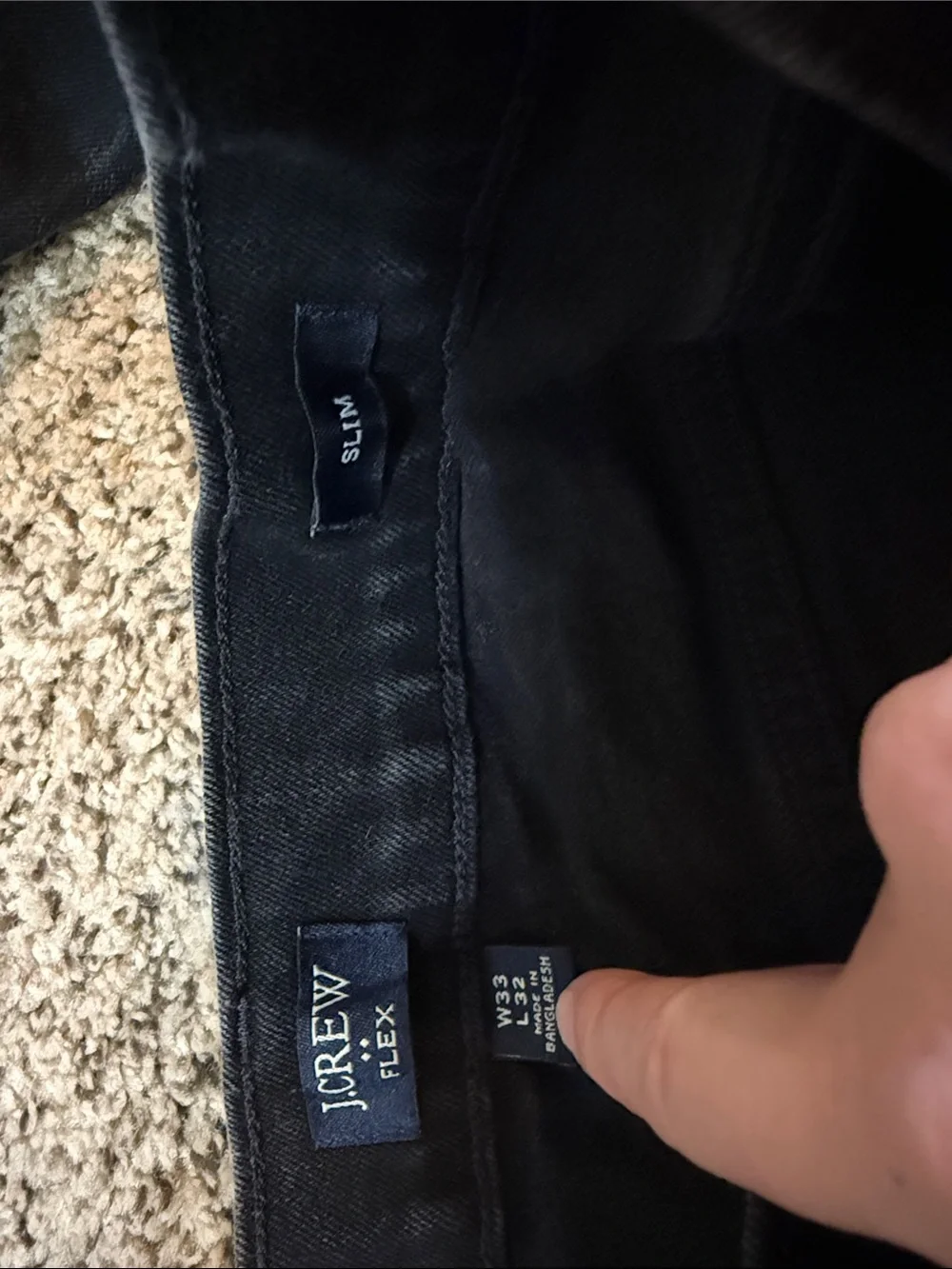 J.Crew Flex Slim Men’s Black Stretch Jeans Size 33x32 Modern Fit Denim
